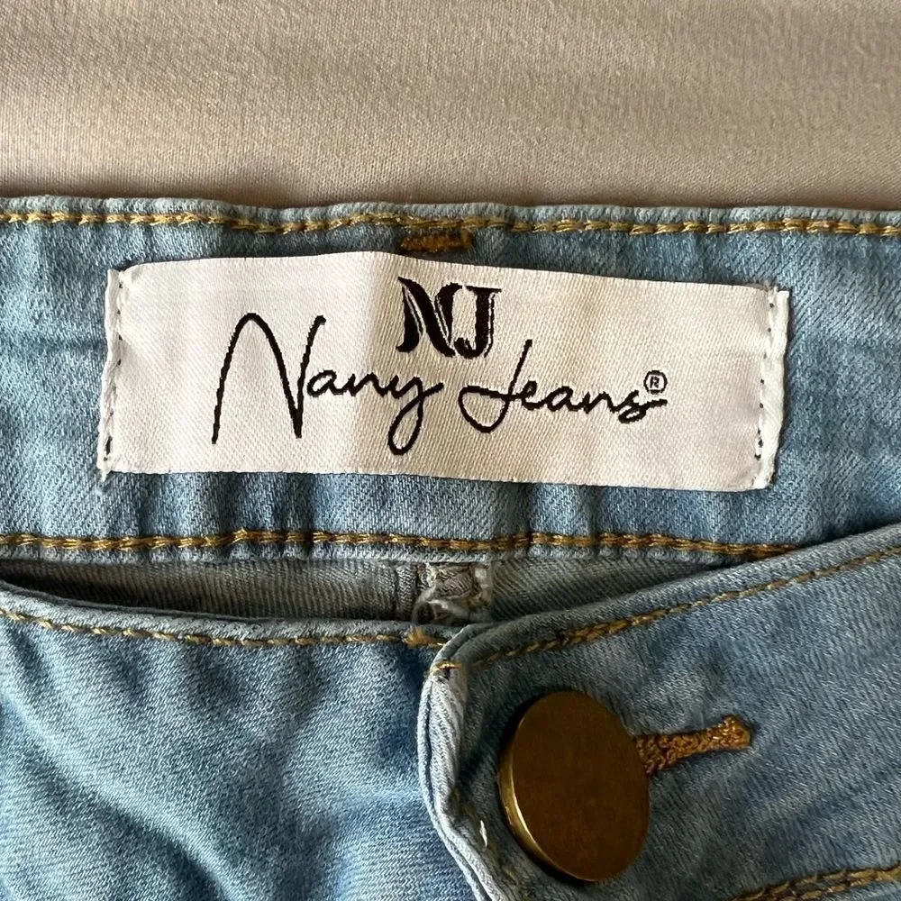 Nany‎ Jeans Womens 10 Cotton Blend Light Wash High Rise Ripped Jeans